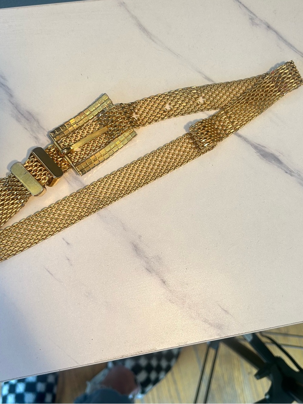 Gold Mesh Rhinestone Buckle Belt - - Picture 4 of 9
